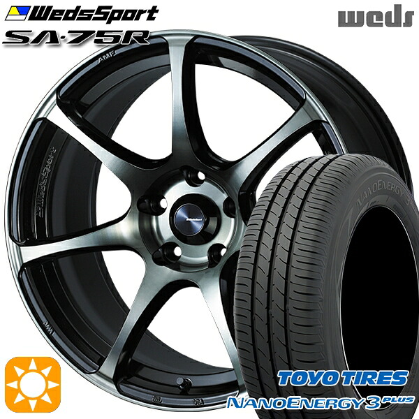 【取付対象】215/40R18 85W トーヨー ナノエナジー3プラス Weds ウェッズスポーツ SA75R WBC (ウォースブラッククリアー) 18インチ 7.5J 5H114.3 サマータイヤホイールセット