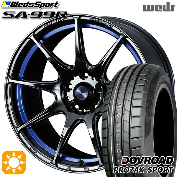 【取付対象】マツダ2 ノート 205/45R17 88W XL DOVROAD プロザックススポーツ Weds ウェッズスポーツ SA99R BLCII (ブルーライトクロームツー) 17インチ 6.5J 4H100 サマータイヤホイールセット