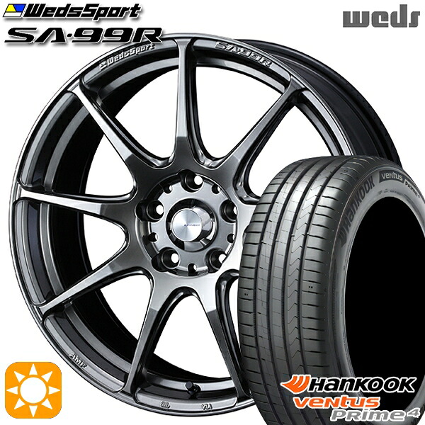 【取付対象】ライズ ロッキー 205/60R16 96V XL ハンコック veNtus PRime4 K135 Weds ウェッズスポーツ SA99R PSB (プラチナシルバーブラック) 16インチ 6.5J 4H100 サマータイヤホイールセット