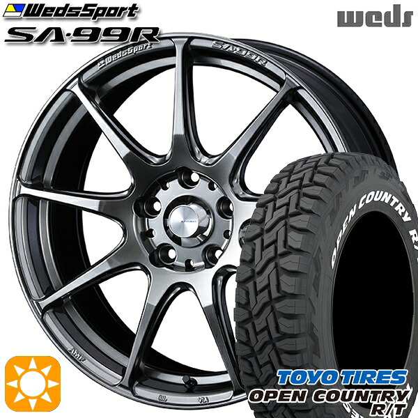【取付対象】タフト 165/65R15 81Q トーヨー オープンカントリー R/T ホワイトレター Weds ウェッズスポーツ SA99R PSB (プラチナシルバーブラック) 15インチ 5.0J 4H100 サマータイヤホイールセット
