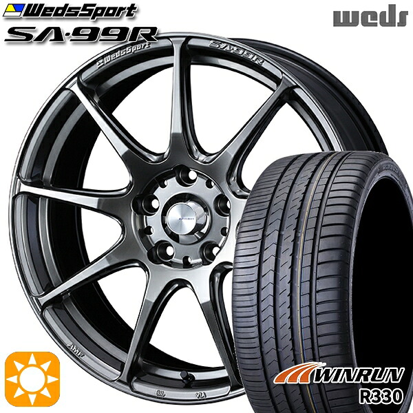 【取付対象】アクア ヤリス 195/45R17 85W XL ウィンラン R330 Weds ウェッズスポーツ SA99R PSB (プラチナシルバーブラック) 17インチ 6.5J 4H100 サマータイヤホイールセット