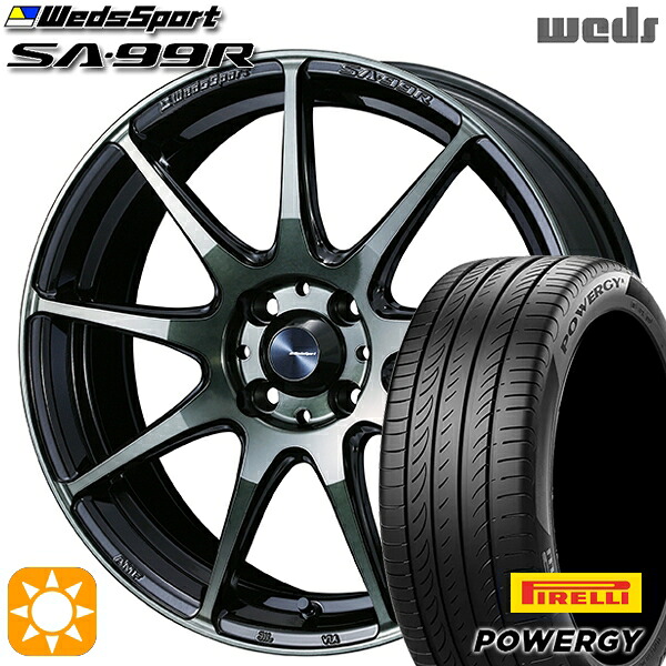 【取付対象】マツダ2 ノート 205/45R17 88W XL ピレリ パワジー Weds ウェッズスポーツ SA99R WBC（ウォースブラッククリアー） 17インチ 6.5J 4H100 サマータイヤホイールセット