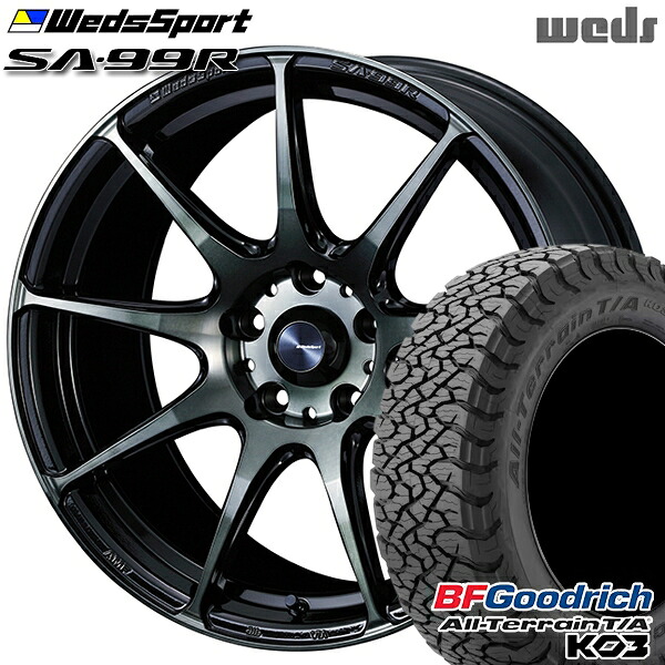 【取付対象】225/65R17 107/103S RBL BFグッドリッチ オールテレーン T/A KO3 Weds ウェッズスポーツ SA99R WBC（ウォースブラッククリアー） 17インチ 7.0J 5H114.3 サマータイヤホイールセット ｜格安タイヤホイールジャストパーツ
