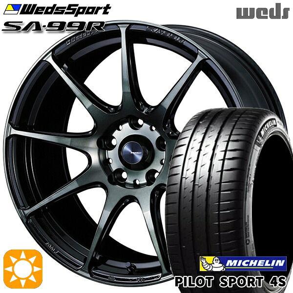 【取付対象】215/35R18 (84Y) XL ミシュラン パイロットスポーツ 4S Weds ウェッズスポーツ SA99R WBC（ウォースブラッククリアー） 18インチ 7.5J 5H114.3 サマータイヤホイールセット ｜格安タイヤホイールジャストパーツ