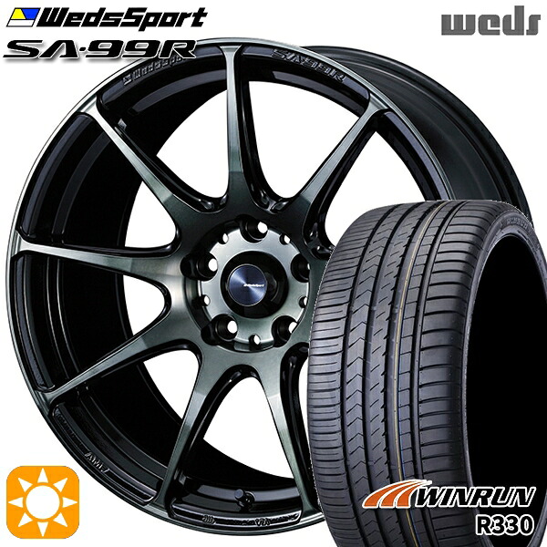 【取付対象】215/35R18 84W XL ウィンラン R330 Weds ウェッズスポーツ SA99R WBC（ウォースブラッククリアー） 18インチ 7.5J 5H114.3 サマータイヤホイールセット