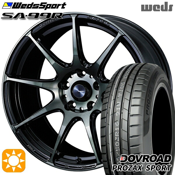 【取付対象】BP系レガシィアウトバック 215/55R17 98W XL DOVROAD プロザックススポーツ Weds ウェッズスポーツ SA99R WBC（ウォースブラッククリアー） 17インチ 7.0J 5H100 サマータイヤホイールセット ｜格安タイヤホイールジャストパーツ 78,265円
