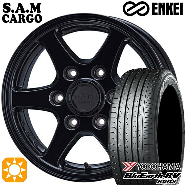 【取付対象】215/60R17 96H ヨコハマ ブルーアース RV03 ENKEI S.A.M カーゴ ブラック 17インチ 6.5J 6H139.7 サマータイヤホイールセット