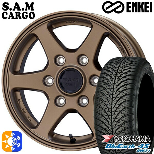 215/70R16 100H ヨコハマ ブルーアース 4S AW21 ENKEI S.A.M カーゴ マットブロンズ 16インチ 6.5J 6H139.7 オールシーズンタイヤホイールセット