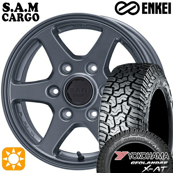 【取付対象】200系ハイエース 215/65R16 109/107Q ヨコハマ ジオランダー X-AT G016 OWL ENKEI S.A.M カーゴ ガンメタリック 16インチ 6.5J 6H139.7 サマータイヤホイールセット
