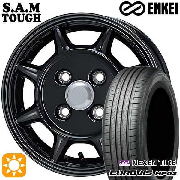 【取付対象】165/65R14 ネクセン ロードストーン ユーロビズ HP02 ENKEI S.A.M タフ ブラック 14インチ 4.5J 4H100 サマータイヤホイールセット