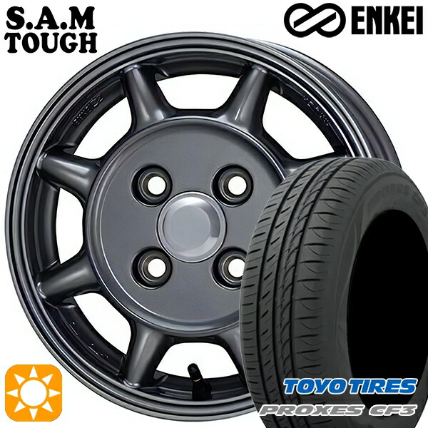 【取付対象】165/55R14 72V トーヨー プロクセス CF3 ENKEI S.A.M タフ ガンメタリック 14インチ 5.0J 4H100 サマータイヤホイールセット ｜格安タイヤホイールジャストパーツ