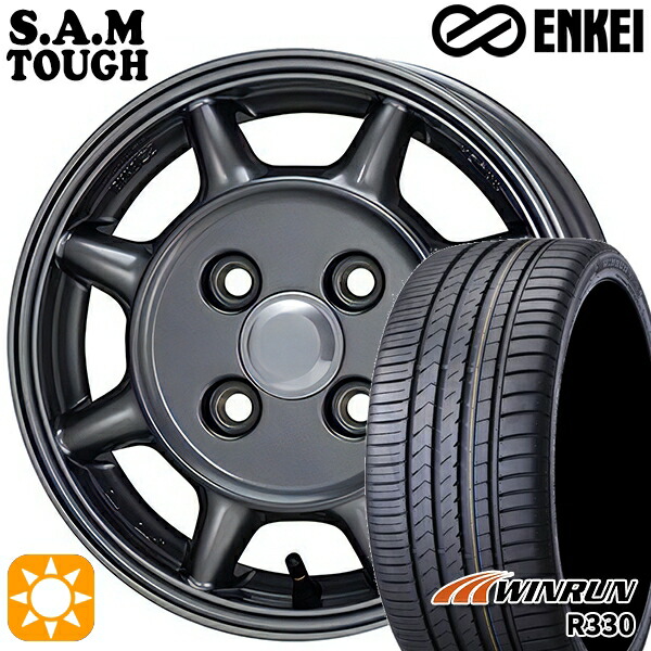 【取付対象】165/55R14 72H ウィンラン R330 ENKEI S.A.M タフ ガンメタリック 14インチ 5.0J 4H100 サマータイヤホイールセット