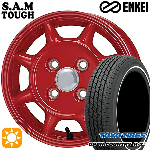 【取付対象】155/65R14 75H トーヨー オープンカントリー H/T2 WR ENKEI S.A.M タフ レッド 14インチ 4.5J 4H100 サマータイヤホイールセット