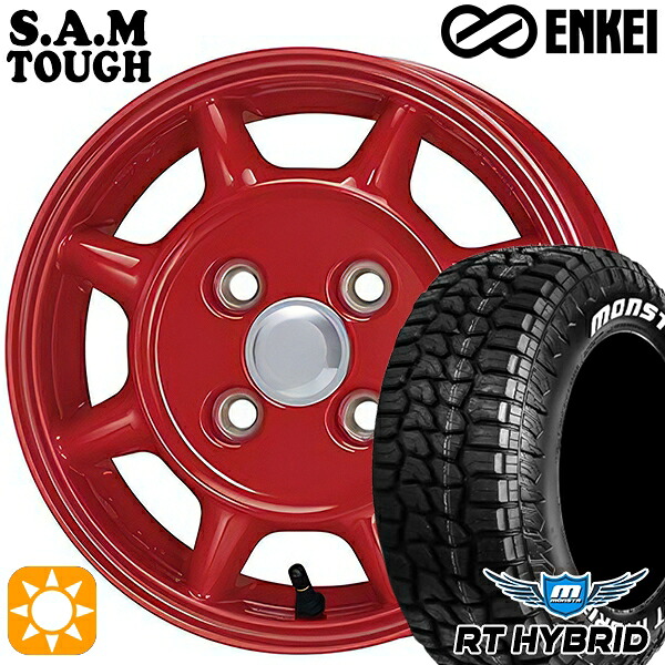 【取付対象】155/65R14 81S XL RWL モンスタ RTハイブリッド ENKEI S.A.M タフ レッド 14インチ 4.5J 4H100 サマータイヤホイールセット