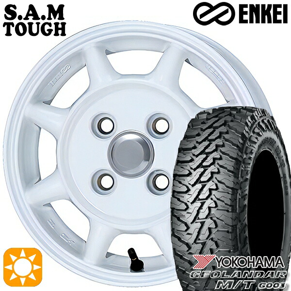 【取付対象】165/65R14 81/78Q ヨコハマ ジオランダー M/T G003 ENKEI S.A.M タフ ホワイト 14インチ 5.0J 4H100 サマータイヤホイールセット |格安タイヤホイールジャストパーツ