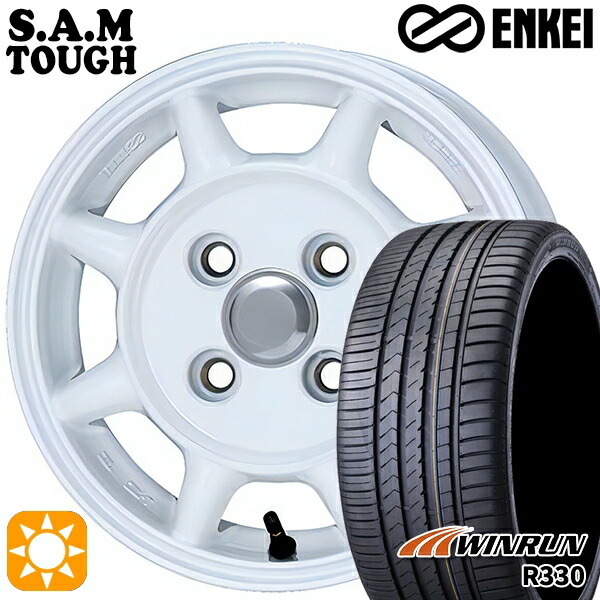 【取付対象】165/55R14 72H ウィンラン R330 ENKEI S.A.M タフ ホワイト 14インチ 5.0J 4H100 サマータイヤホイールセット 51,900円