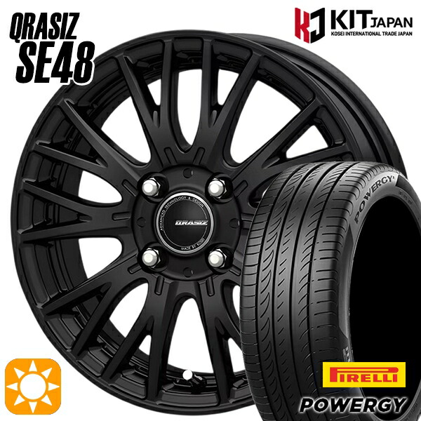 【取付対象】フィット アクア 185/60R15 84H ピレリ パワジー KOSEI クレイシズ SE48 ブラック 15インチ 5.5J 4H100 サマータイヤホイールセット