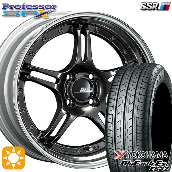 【取付対象】185/55R16 83V ヨコハマ ブルーアース ES32 SSR プロフェッサー SPX プリズムダークガンメタ 16インチ 6.0J 4H100 サマータイヤホイールセット