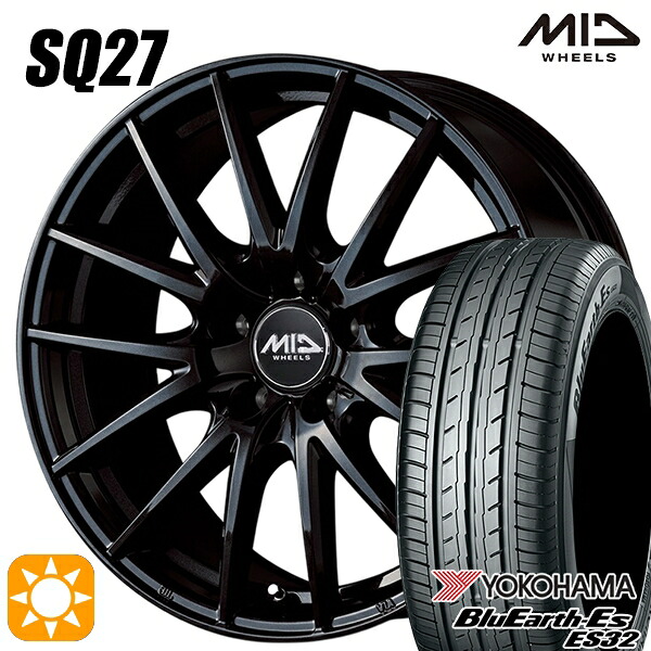 【取付対象】170シエンタ 185/60R15 84H ヨコハマ ブルーアース ES32 MID シュナイダー SQ27 メタリックブラック 15インチ 6.0J 5H100 サマータイヤホイールセット |格安タイヤホイールジャストパーツ
