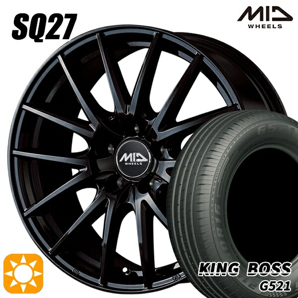 【取付対象】195/60R16 89H キングボス G521 MID シュナイダー SQ27 メタリックブラック 16インチ 6.5J 5H114.3 サマータイヤホイールセット