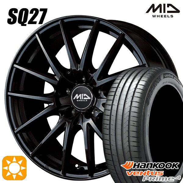 【取付対象】195/60R16 89V ハンコック veNtus PRime4 K135 MID シュナイダー SQ27 メタリックブラック 16インチ 6.5J 5H114.3 サマータイヤホイールセット