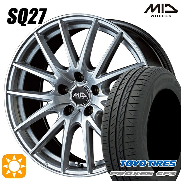 【取付対象】エスクァイア セレナ 195/65R15 91H トーヨー プロクセス CF3 MID シュナイダー SQ27 メタリックシルバー 15インチ 6.0J 5H114.3 サマータイヤホイールセット