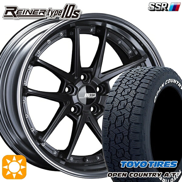 【取付対象】RAV4 ハリアー 235/60R18 100H トーヨー オープンカントリーA/T3 ホワイトレター SSR ライナー タイプ 10R プリズムダークガンメタ 18インチ 7.5J 5H114.3 サマータイヤホイールセット