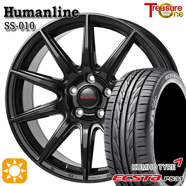 【取付対象】エスティマ ヤリスクロス 215/60R16 95V クムホ エクスタ PS31 トレジャーワン ヒューマンライン SS010 ブラック 16インチ 6.5J 5H114.3 +38/+48/+53 サマータイヤホイールセット ｜格安タイヤホイールジャストパーツ