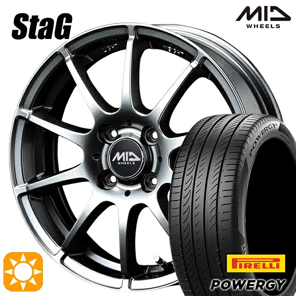 【取付対象】185/60R15 84H ピレリ パワジー MID シュナイダー スタッグ メタリックグレー 15インチ 5.5J 4H100 サマータイヤホイールセット 47,700円