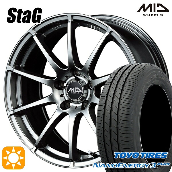 【取付対象】225/45R18 91W トーヨー ナノエナジー3プラス MID シュナイダー スタッグ メタリックグレー 18インチ 7.0J 5H114.3 サマータイヤホイールセット ｜格安タイヤホイールジャストパーツ
