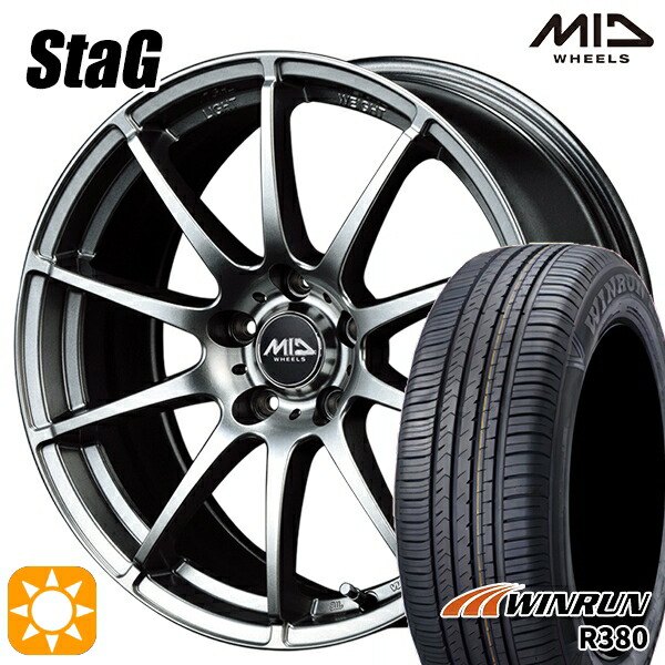 【取付対象】205/65R16 95H ウィンラン R380 MID シュナイダー スタッグ メタリックグレー 16インチ 6.5J 5H114.3 サマータイヤホイールセット |格安タイヤホイールジャストパーツ