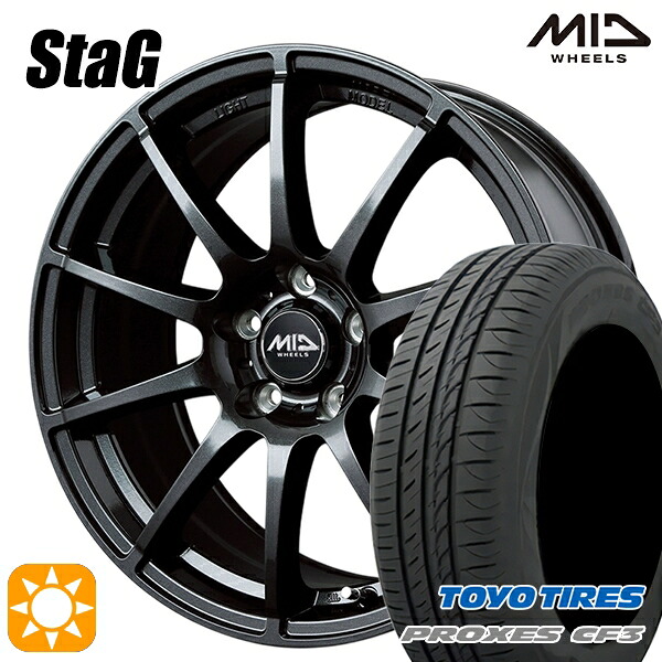 【取付対象】エスクァイア セレナ 195/65R15 91H トーヨー プロクセス CF3 MID シュナイダー スタッグ ストロングガンメタ 15インチ 6.0J 5H114.3 サマータイヤホイールセット