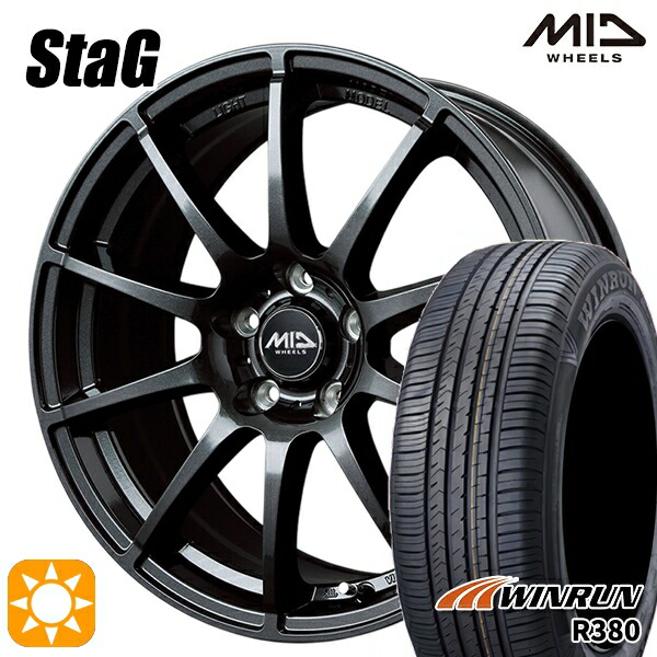 【取付対象】195/65R15 91V ウィンラン R380 MID シュナイダー スタッグ ストロングガンメタ 15インチ 6.0J 5H114.3 サマータイヤホイールセット