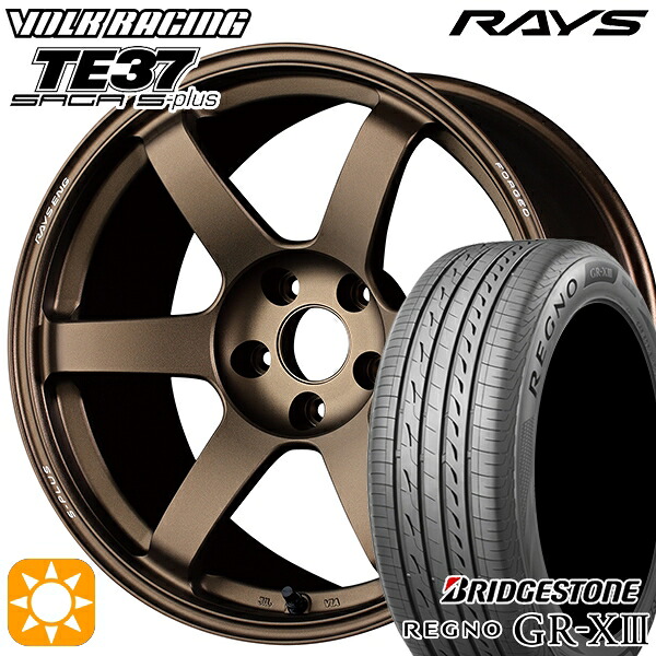 【取付対象】アウトランダー エクストレイル 225/55R18 102V XL ブリヂストン レグノ GR-X3 RAYS ボルクレーシング TE37 サーガ S-プラス BR 18インチ 7.5J 5H114.3 サマータイヤホイールセット