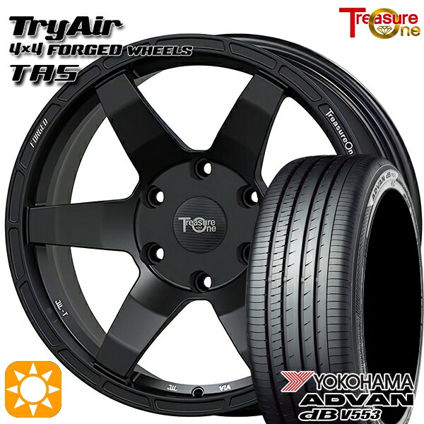 【取付対象】エスティマ ヤリスクロス 215/60R16 95V ヨコハマ アドバンデシベル V553 トレジャーワン 鍛造 トライエアー TAS マットブラック 16インチ 7.0J 5H114.3 サマータイヤホイールセット