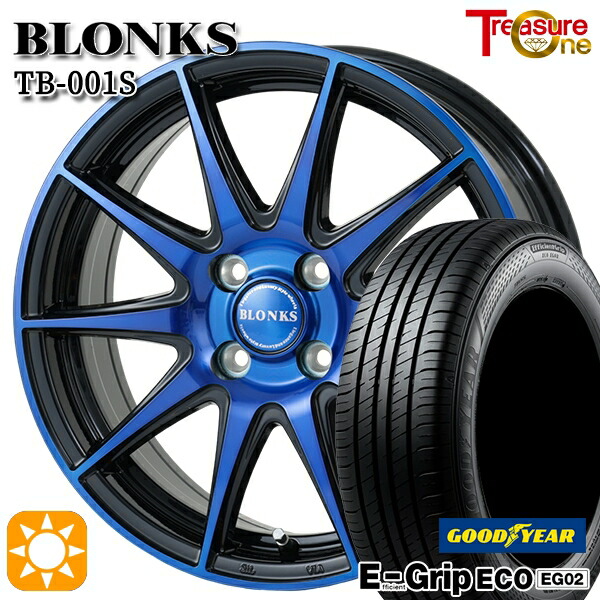 【取付対象】アクア クロスビー 185/55R16 83V グッドイヤー エフィシェントグリップ EG02 トレジャーワン ブロンクス TB001S ブルークリア 16インチ 6.0J 4H100 サマータイヤホイールセット