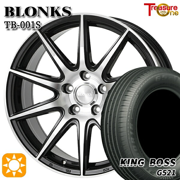 【取付対象】205/60R16 92V キングボス G521 トレジャーワン ブロンクス TB001S ブラックポリッシュ 16インチ 6.5J 5H114.3 +38/+48/+53 サマータイヤホイールセット