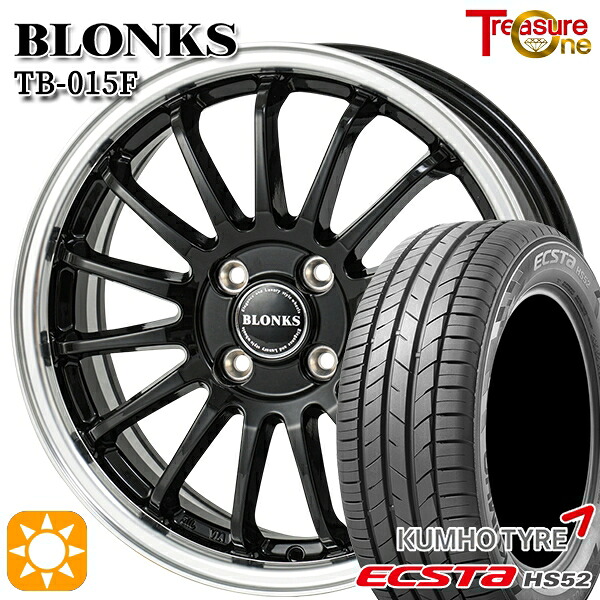 【取付対象】195/45R16 84V XL クムホ エクスタ HS52 トレジャーワン ブロンクス TB015F BK/RP 16インチ 6.0J 4H100 サマータイヤホイールセット ｜格安タイヤホイールジャストパーツ