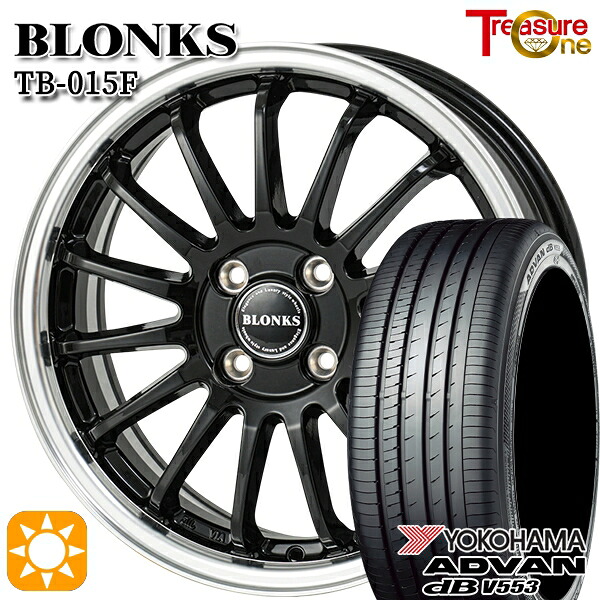 【取付対象】アクア デミオ 195/55R16 87V ヨコハマ アドバンデシベル V553 トレジャーワン ブロンクス TB015F BK/RP 16インチ 6.0J 4H100 サマータイヤホイールセット