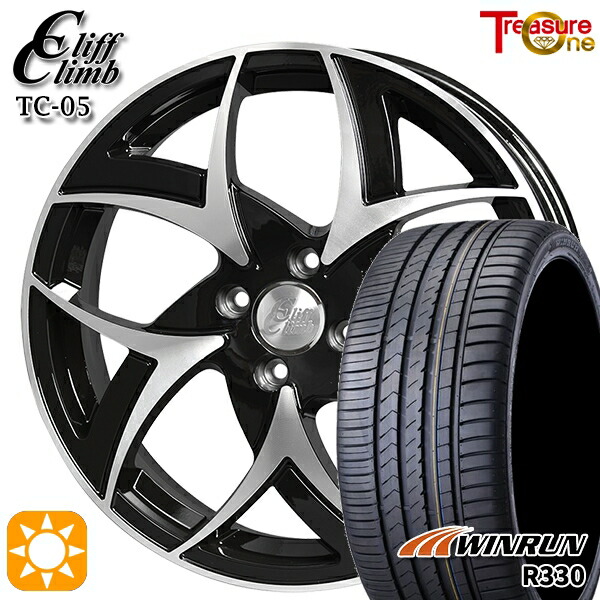 【取付対象】195/45R16 84V XL ウィンラン R330 トレジャーワン クリフクライム TC05 ブラックポリッシュ 16インチ 6.0J 4H100 サマータイヤホイールセット ｜格安タイヤホイールジャストパーツ