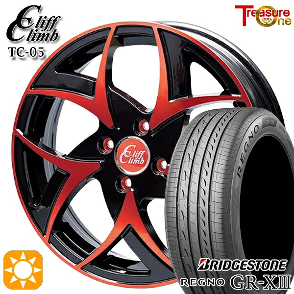 【取付対象】フィット アクア 185/60R15 84H ブリヂストン レグノ GR-X3 トレジャーワン クリフクライム TC05 ブラックポリッシュレッドクリア 15インチ 5.5J 4H100 サマータイヤホイールセット |格安タイヤホイールジャストパーツ