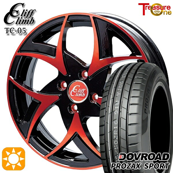 【取付対象】マツダ2 ノート 205/45R17 88W XL DOVROAD プロザックススポーツ トレジャーワン クリフクライム TC05 ブラックポリッシュレッドクリア 17インチ 6.5J 4H100 サマータイヤホイールセット |格安タイヤホイールジャストパーツ