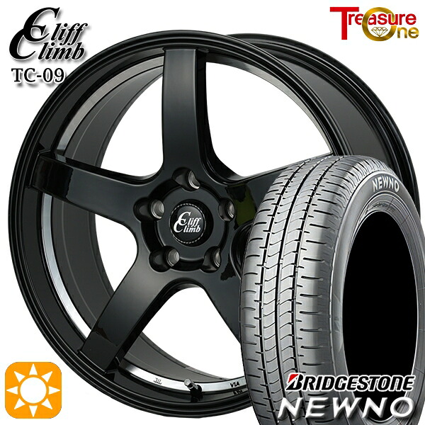 【取付対象】225/50R18 95V ブリヂストン ニューノ トレジャーワン クリフクライム TC09 ブラックアンダーカットポリッシュ 18インチ 8.0J 5H114.3 サマータイヤホイールセット