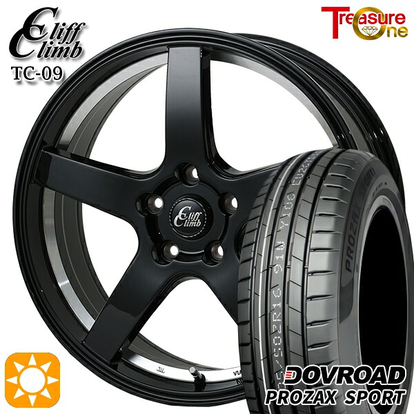 【取付対象】マークX スカイライン 225/45R18 95Y XL DOVROAD プロザックススポーツ トレジャーワン クリフクライム TC09 ブラックアンダーカットポリッシュ 18インチ 8.0J 5H114.3 サマータイヤホイールセット |格安タイヤホイールジャストパーツ
