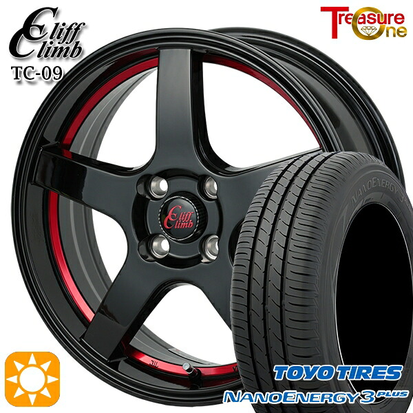 【取付対象】195/55R16 87V トーヨー ナノエナジー3プラス トレジャーワン クリフクライム TC09 ブラックレッドアンダーカット 16インチ 6.0J 4H100 サマータイヤホイールセット
