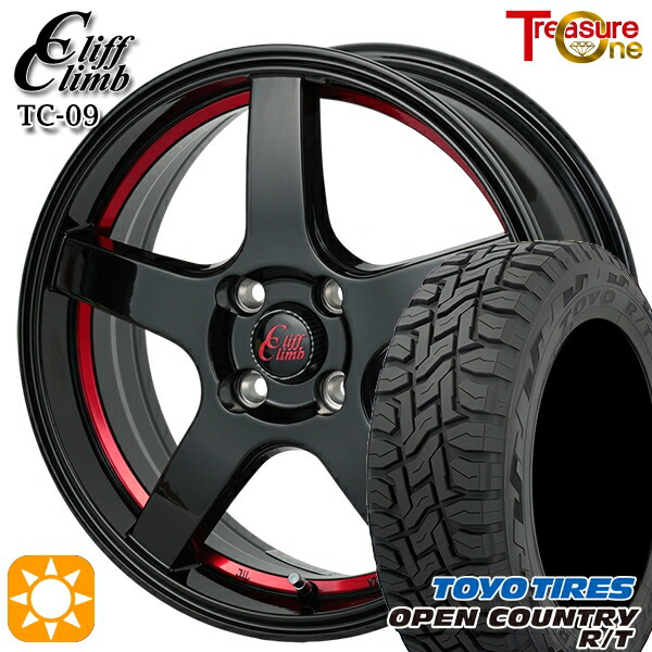 【取付対象】アクア クロスビー 175/60R16 82Q トーヨー オープンカントリー R/T トレジャーワン クリフクライム TC09 ブラックレッドアンダーカット 16インチ 6.0J 4H100 サマータイヤホイールセット ｜格安タイヤホイールジャストパーツ
