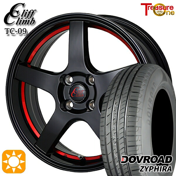【取付対象】155/65R14 75T DOVROAD ザイファイラ トレジャーワン クリフクライム TC09 ブラックレッドアンダーカット 14インチ 4.5J 4H100 サマータイヤホイールセット