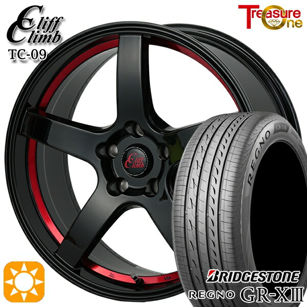 【取付対象】カムリ ヴェゼル 215/55R17 94V ブリヂストン レグノ GR-X3 トレジャーワン クリフクライム TC09 ブラックレッドアンダーカット 17インチ 7.0J 5H114.3 サマータイヤホイールセット 95,150円