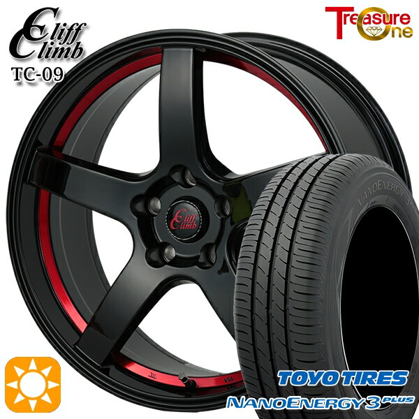 【取付対象】225/50R18 95W トーヨー ナノエナジー3プラス トレジャーワン クリフクライム TC09 ブラックレッドアンダーカット 18インチ 7.0J 5H114.3 サマータイヤホイールセット