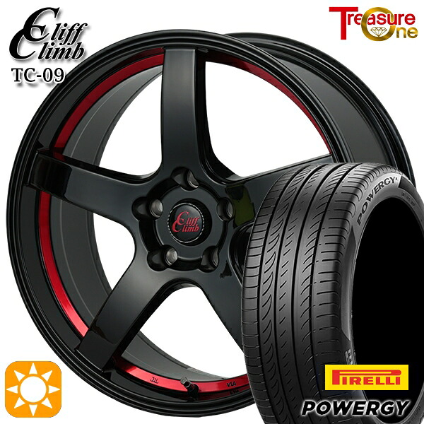【取付対象】215/45R18 93W XL ピレリ パワジー トレジャーワン クリフクライム TC09 ブラックレッドアンダーカット 18インチ 7.0J 5H114.3 サマータイヤホイールセット